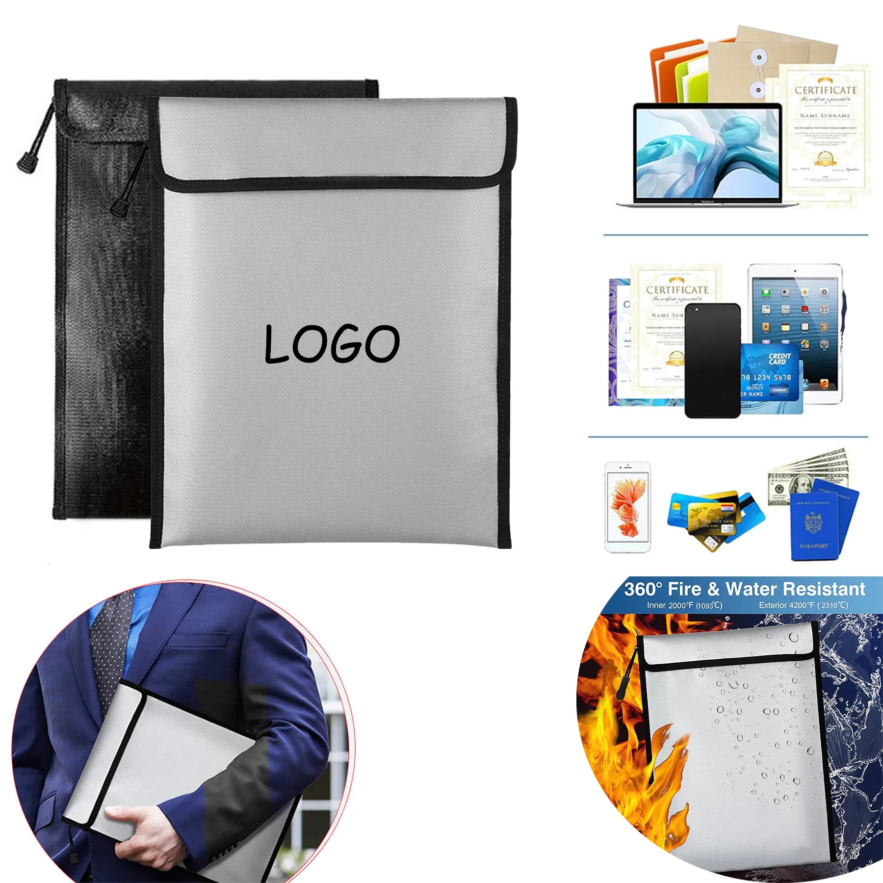Fireproof and Waterproof Document Bag with Zipper 4