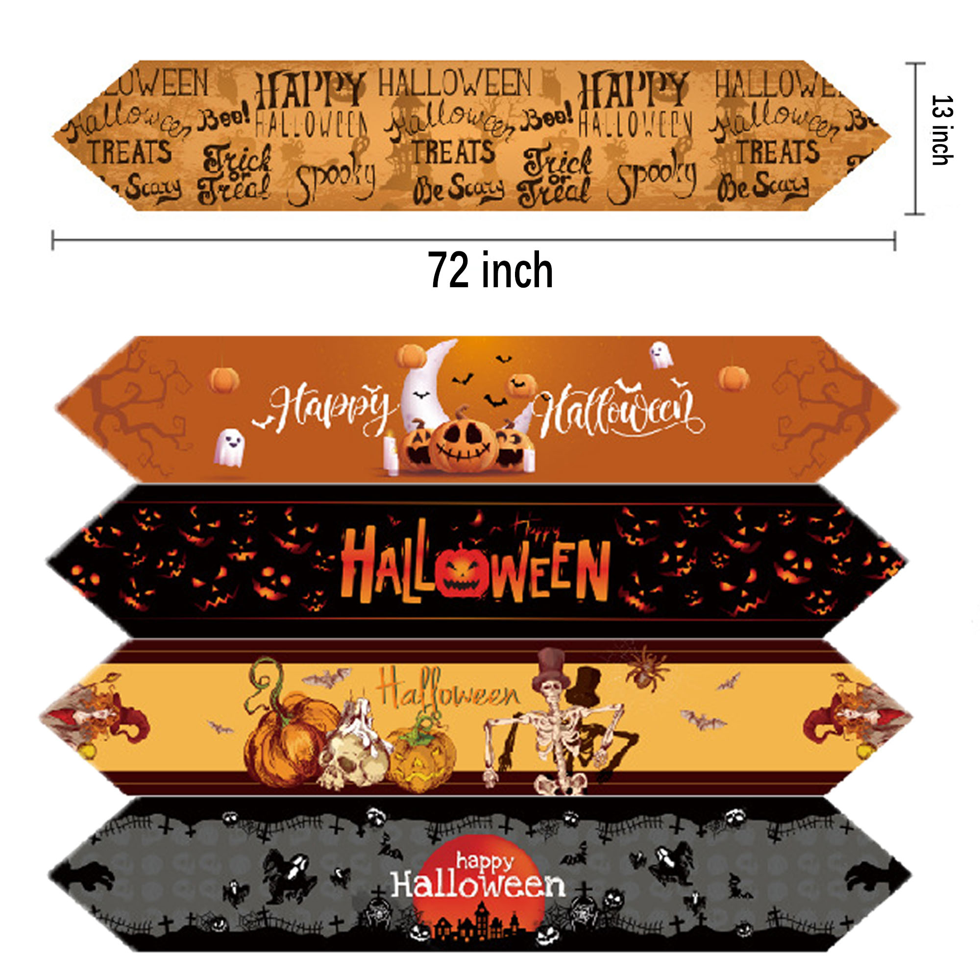 MOQ 10 72" Halloween Table Runner Linen Fabric 3
