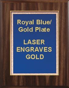 5" x 7" Classic Walnut Finish Plaque with a Blue Florentine Plate 2