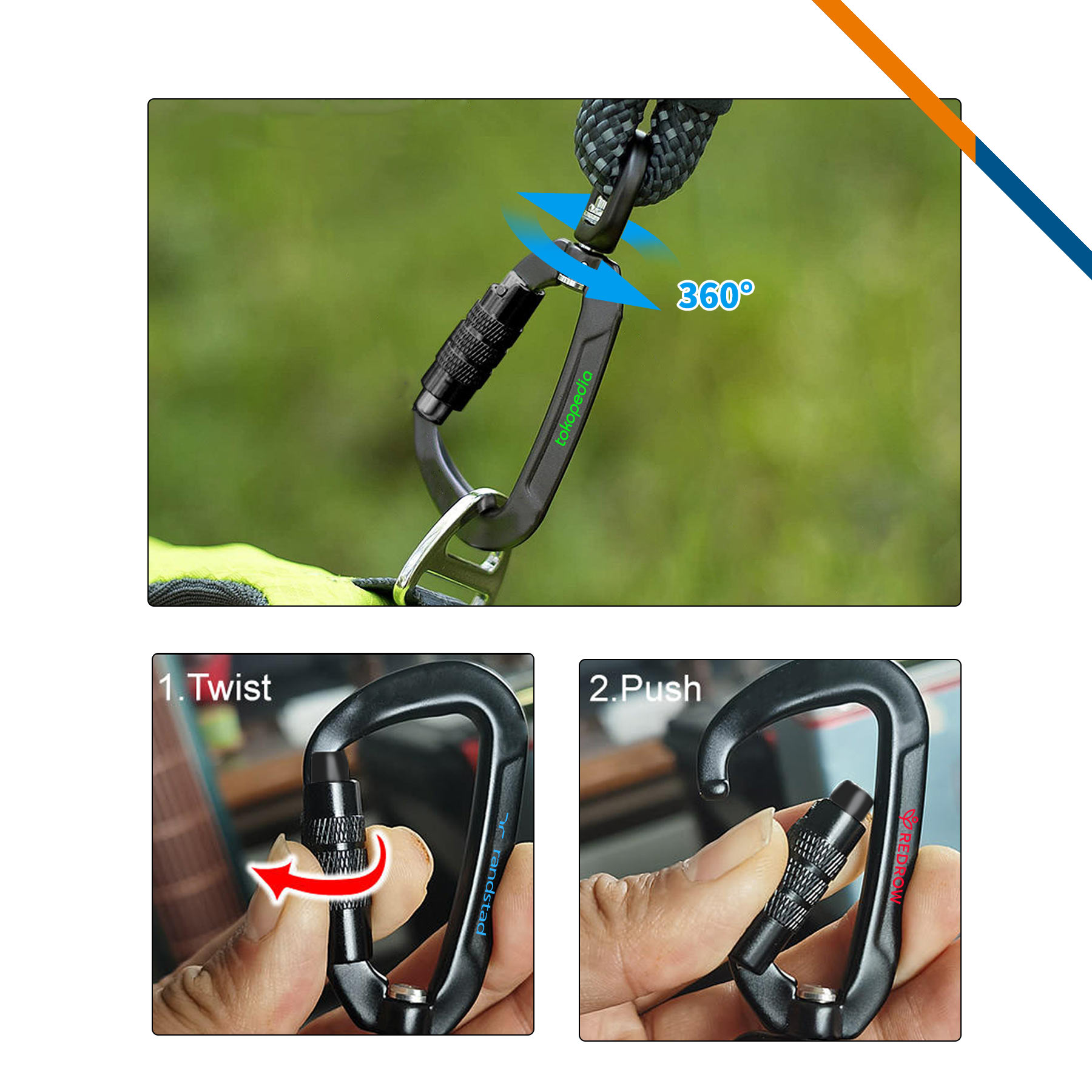 Klipo Swivel Ring Auto Locking Carabiner 8