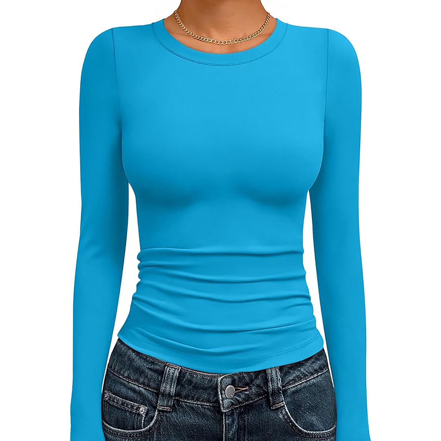 Women's Basic Round Neck Crop Top 44