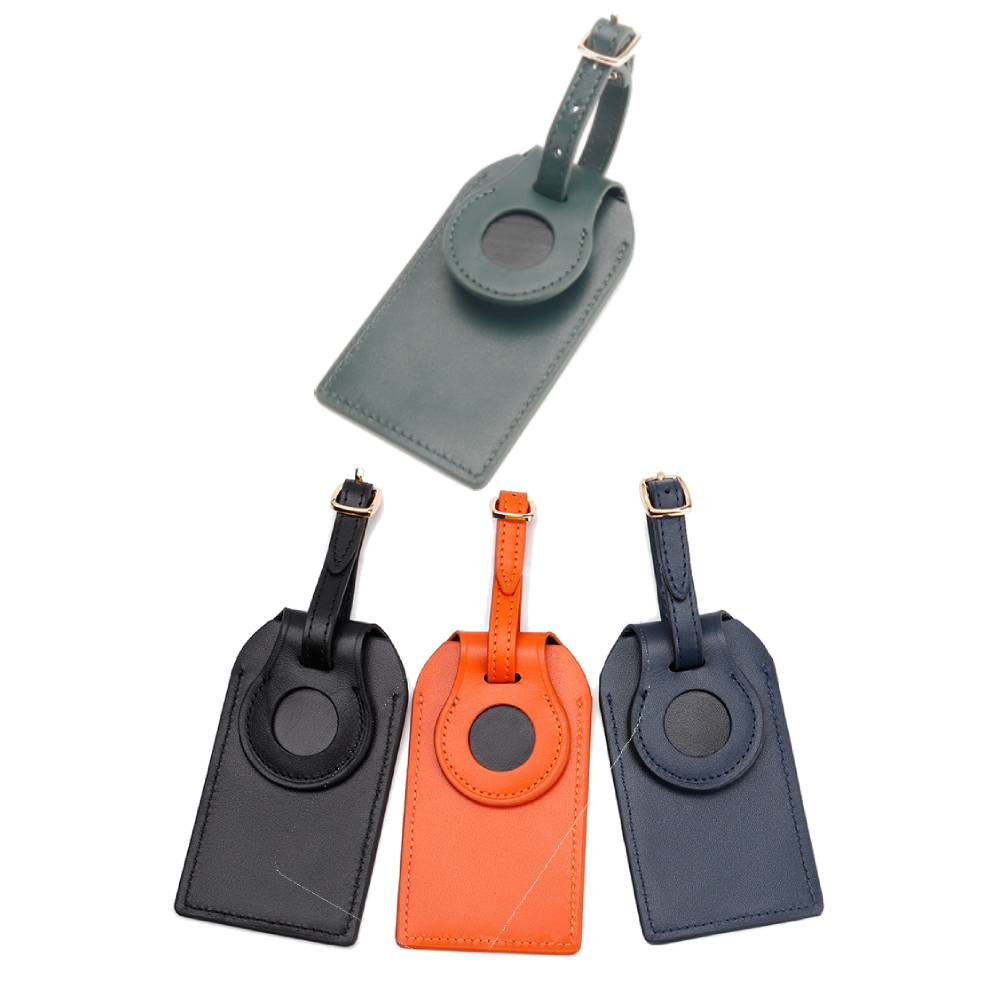 Leather Luggage Tag With Positioning Tracker Cover 2