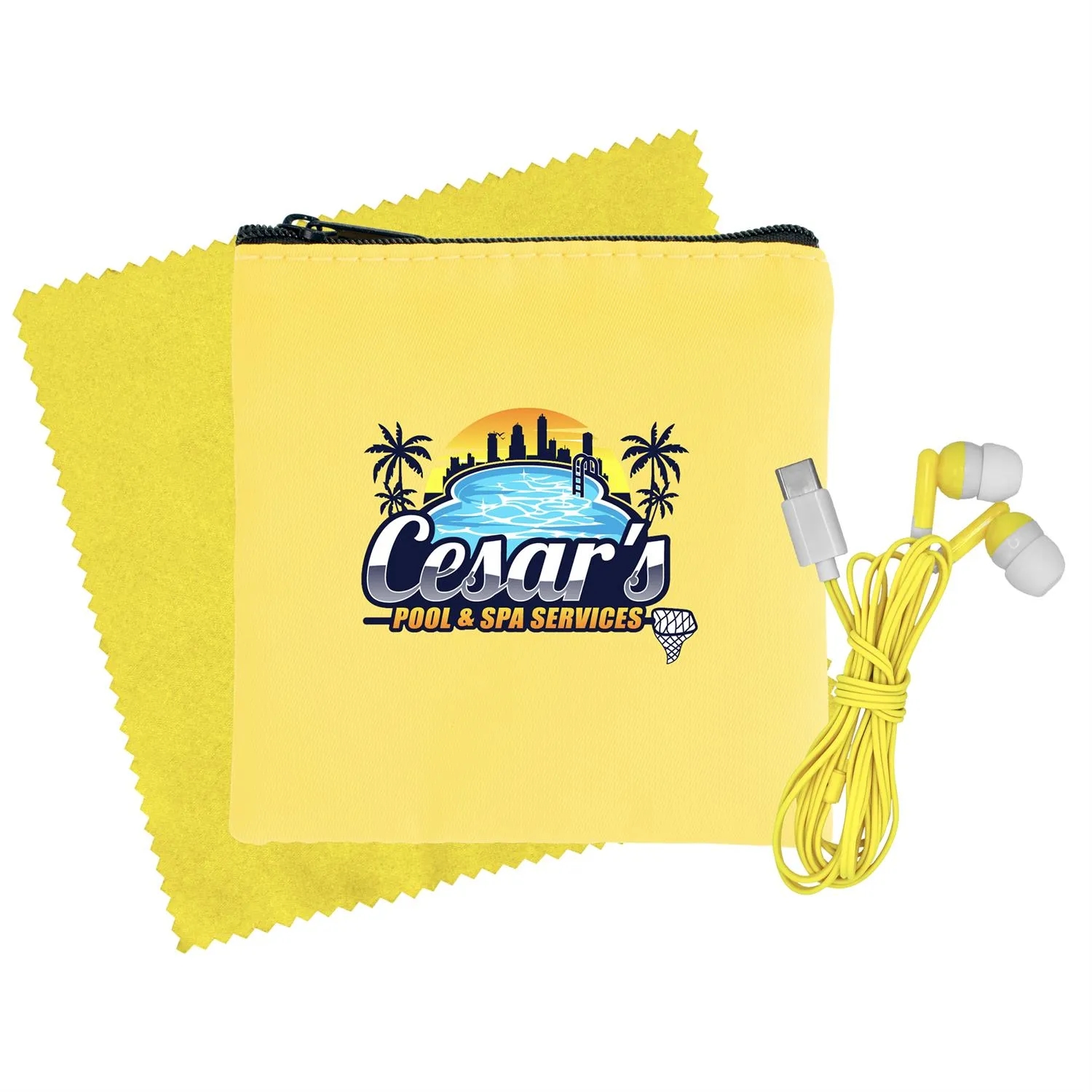 Colorful RPET Ear Bud & Cloth Set 24