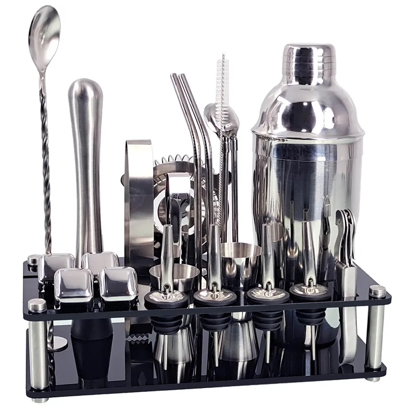 23-Piece Stainless Steel Bartender Kit-Cocktail Shaker Set 4