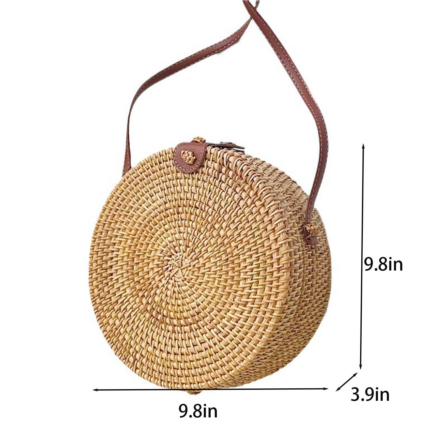 Handmade Round Rattan Crossbody Bag 4