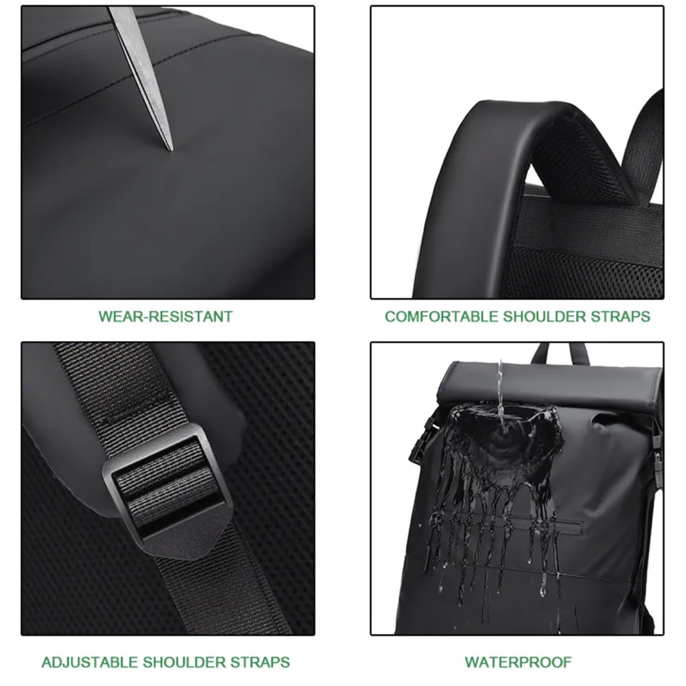Large Capacity Rollup Rucksack Zipper Closure Sports Backpack 5