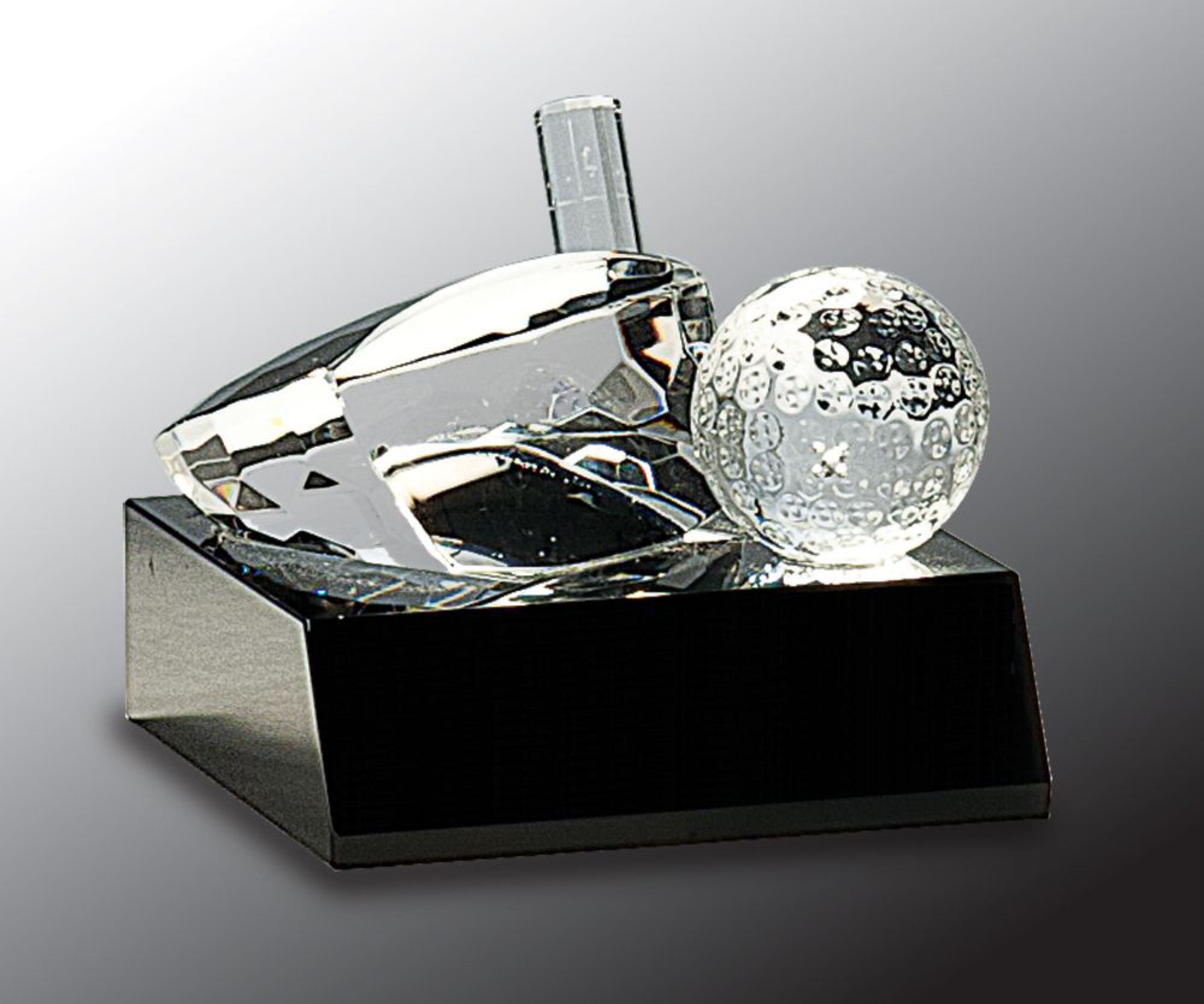 3" Clear Crystal Golf Ball & Club on Black Pedestal Base Award 3