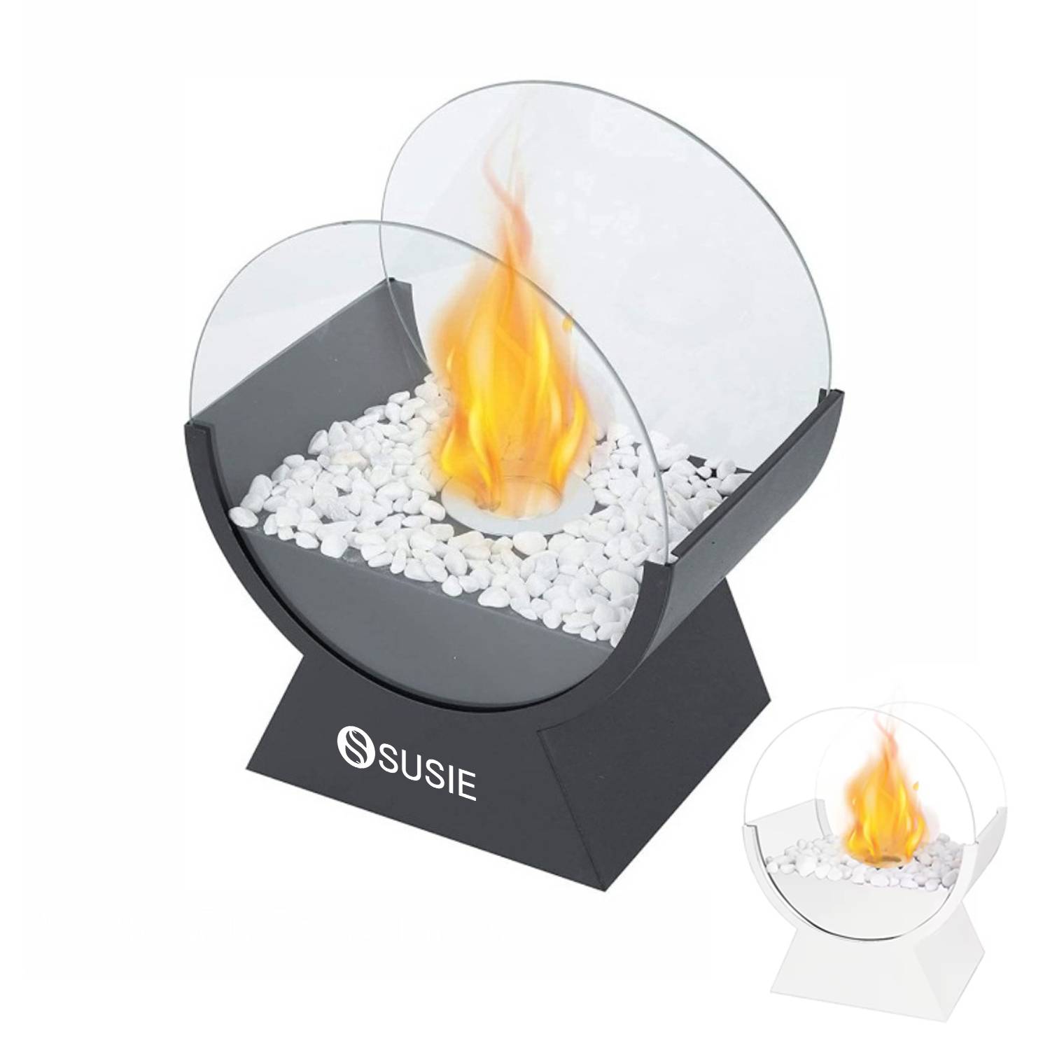 Round Glass Tabletop Fireplace 2