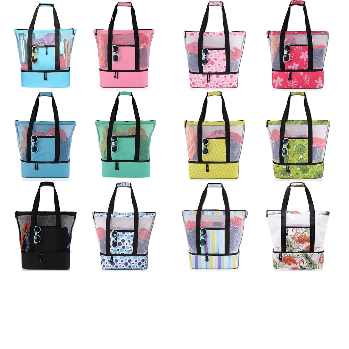 Mesh Beach Tote Bag With Detachable Insulated Cooler 2