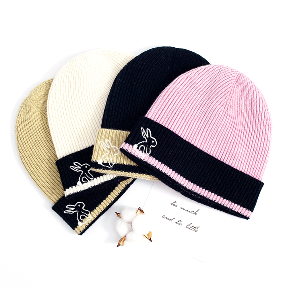 Hat women's winter ear protection foldable knitted hat 3
