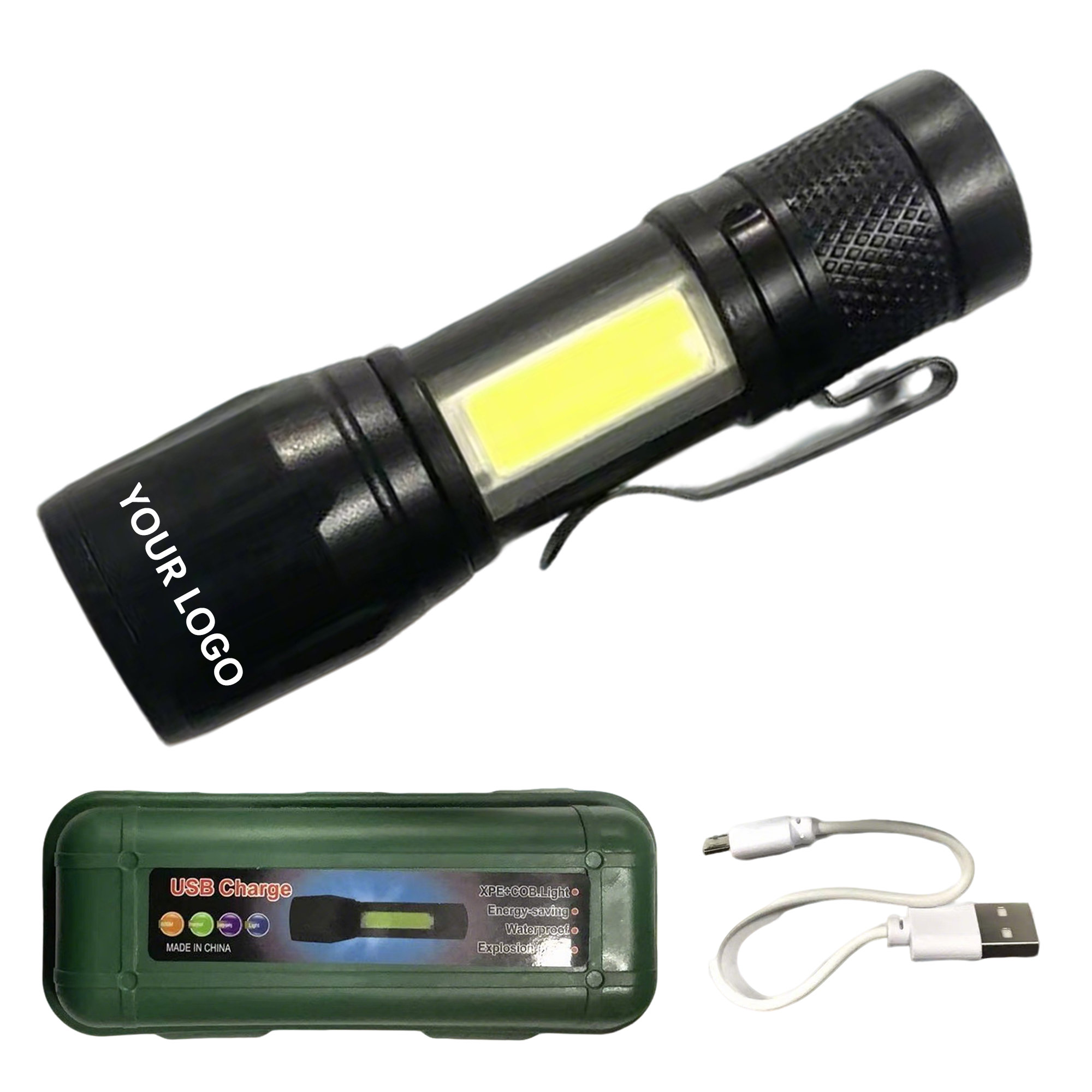 Rechargeable Mini Aluminum Led Flashlight 3.35" x 0.8" 1