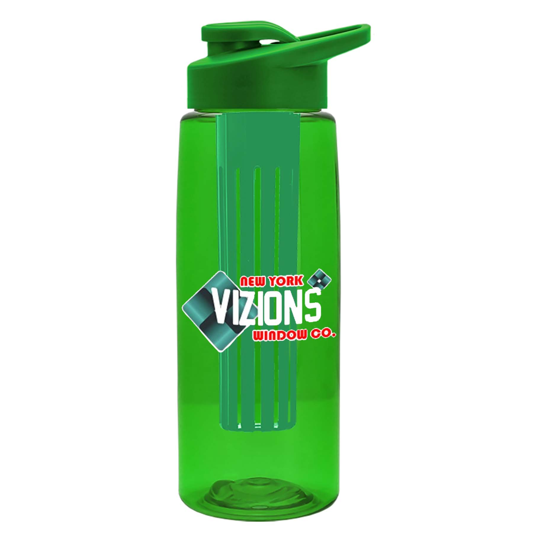 The Flair - 26 oz. Transparent Tritan Bottle with Drink thru , Large infuser, and Digital Imprint 4