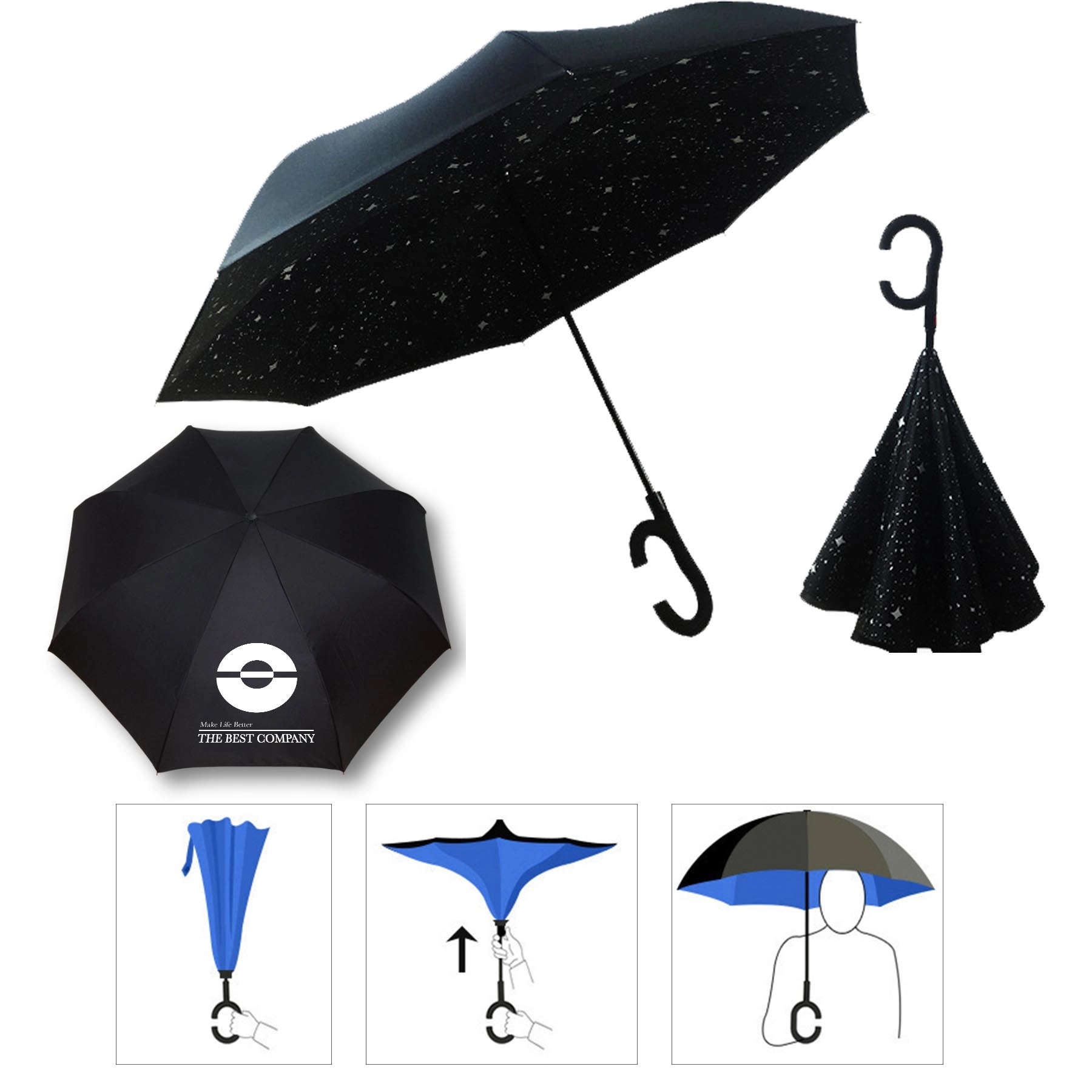 48" Arc Inverse Telescopic Umbrellas 1