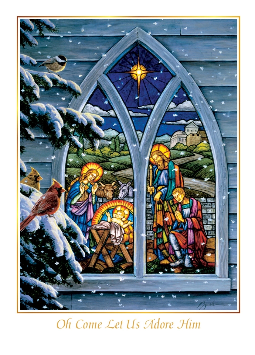 Stained Glass Nativity Christmas Cards 2
