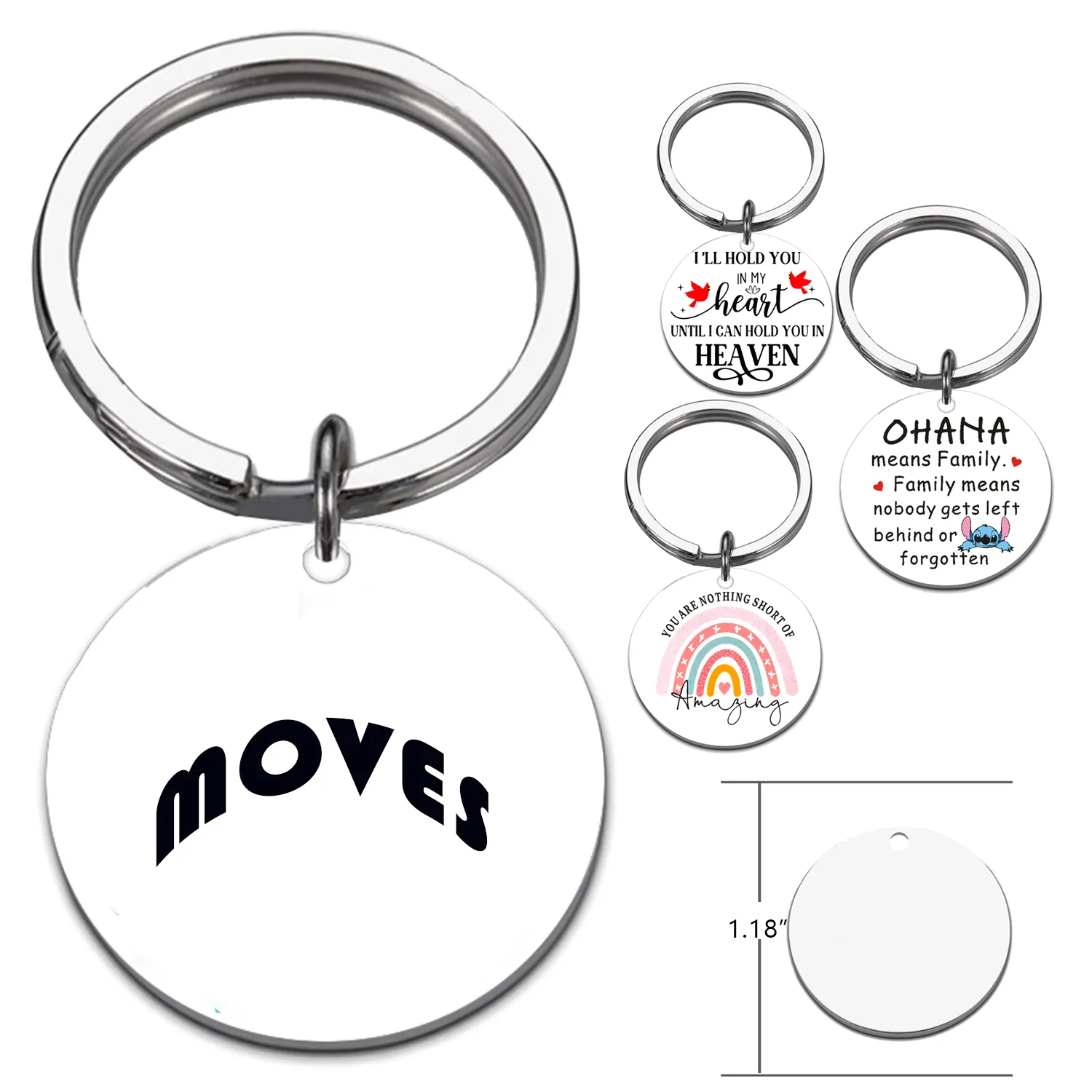 Color Printing Round Stainless Steel Keychain 6