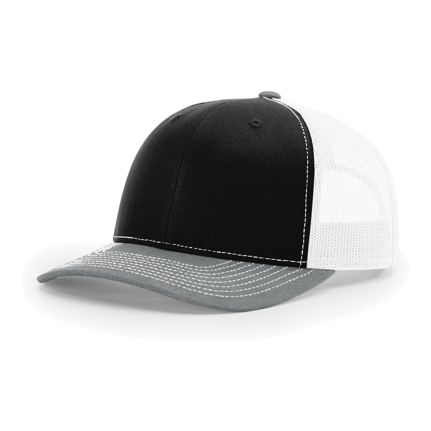Richardson 112 6-Panel Snapback Trucker Hat w/Leatherette Adhesive Patches or Embroidery 110