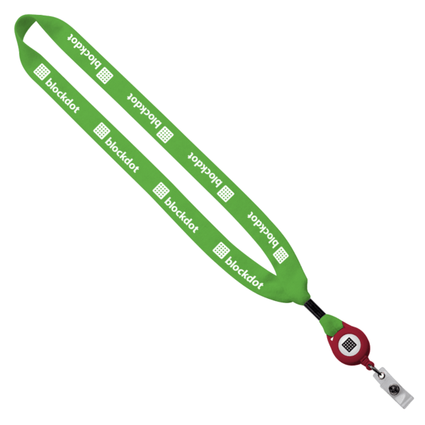 3/4" Cotton Lanyard with Metal Crimp & Retractable Badge Reel 154