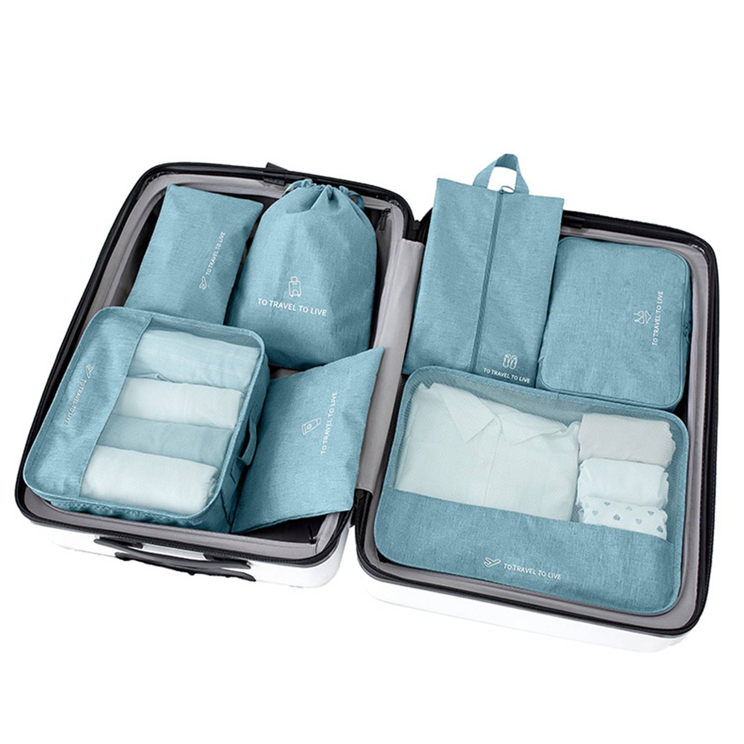 Travel Packing Cubes Luggage Organizers W/ Shoe Bag 4