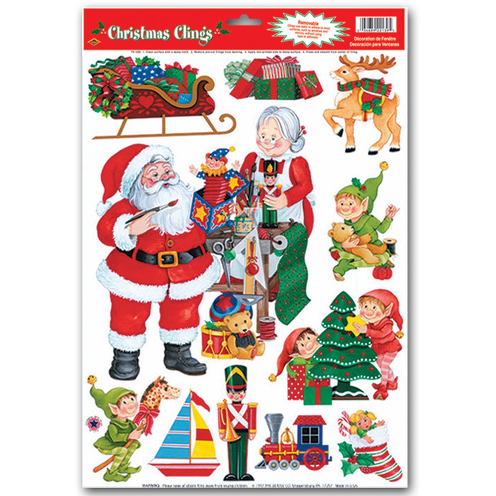 Santa's Workshop Clings - 11 Stickers 12" x 17" 2
