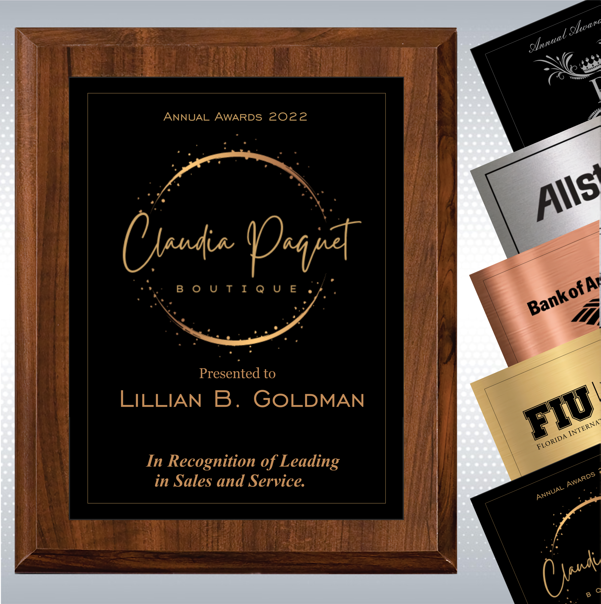 Cherry Finish Plaque w/ Single Engraved Plate 2