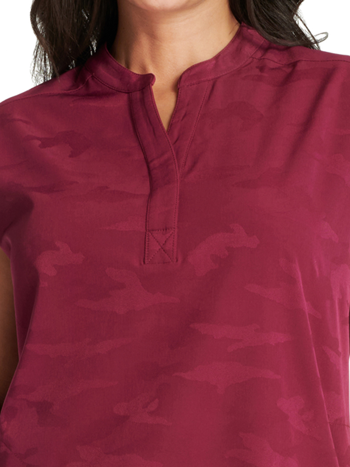 Healing Hands - HH PL Jacquard - Women's 2-Pocket Journey Camo Mandarin Style Top 7