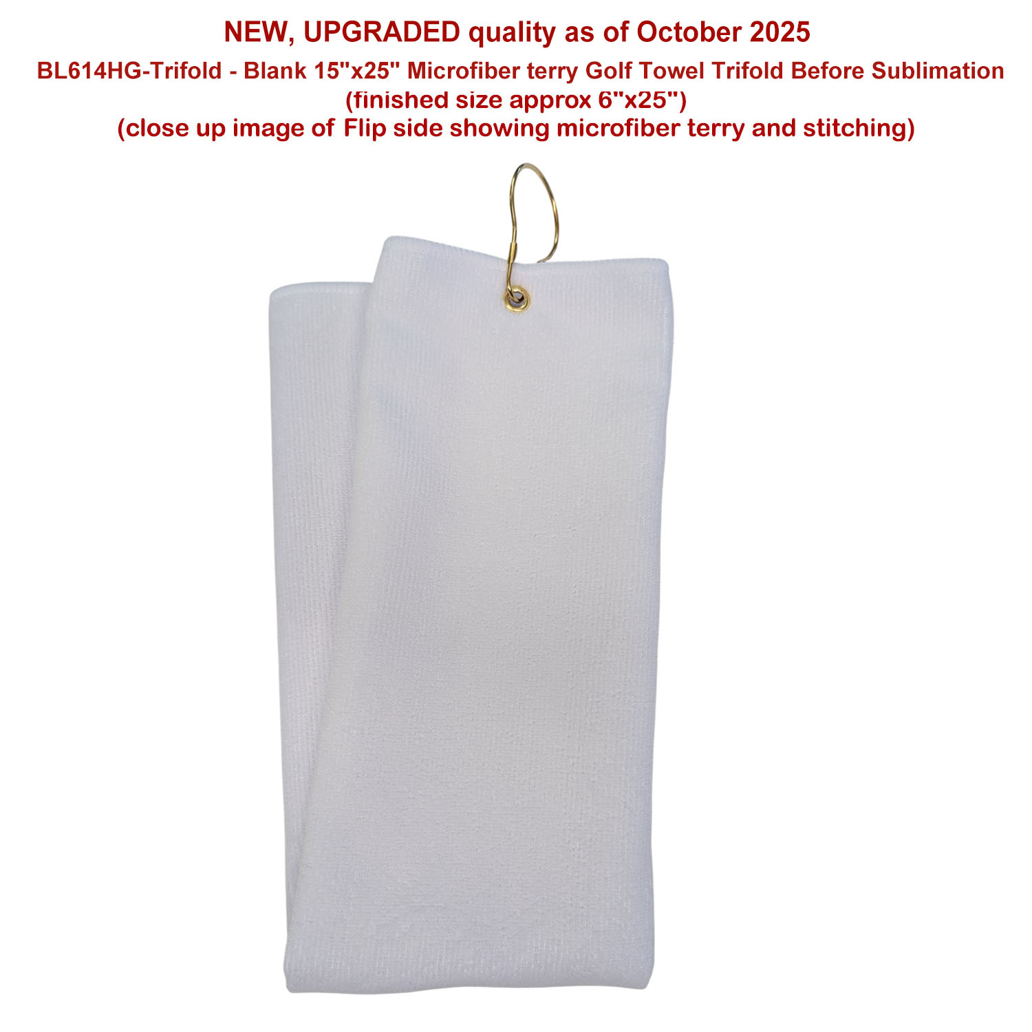 24Hr Express - Colored Microfiber Dri-lite Terry Golf Towel, Trifold, Finish size 6x25, Sublimated 6