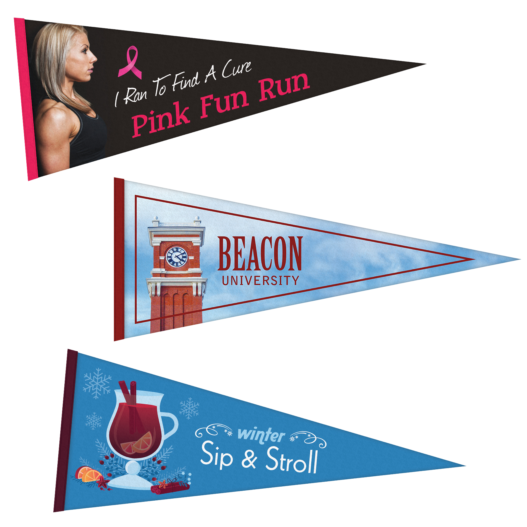 12" x 30" Digitally Printed Single Sided Custom Felt Pennant 3
