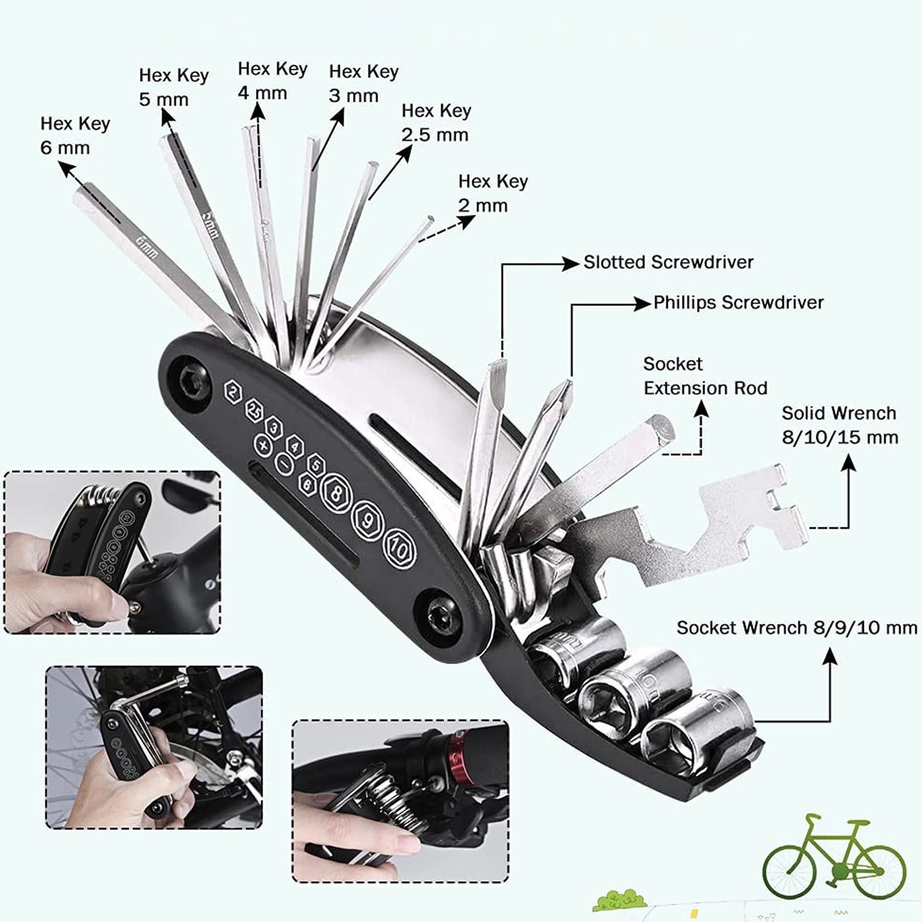 16 in 1 Bike Repair Multi-Function Tools 3