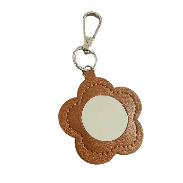 Floral Leather Mirror Keychain 3