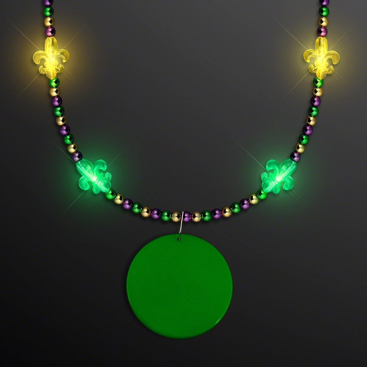 Light Up Fleur de Lis Jewelry, Mardi Gras Medallion 4