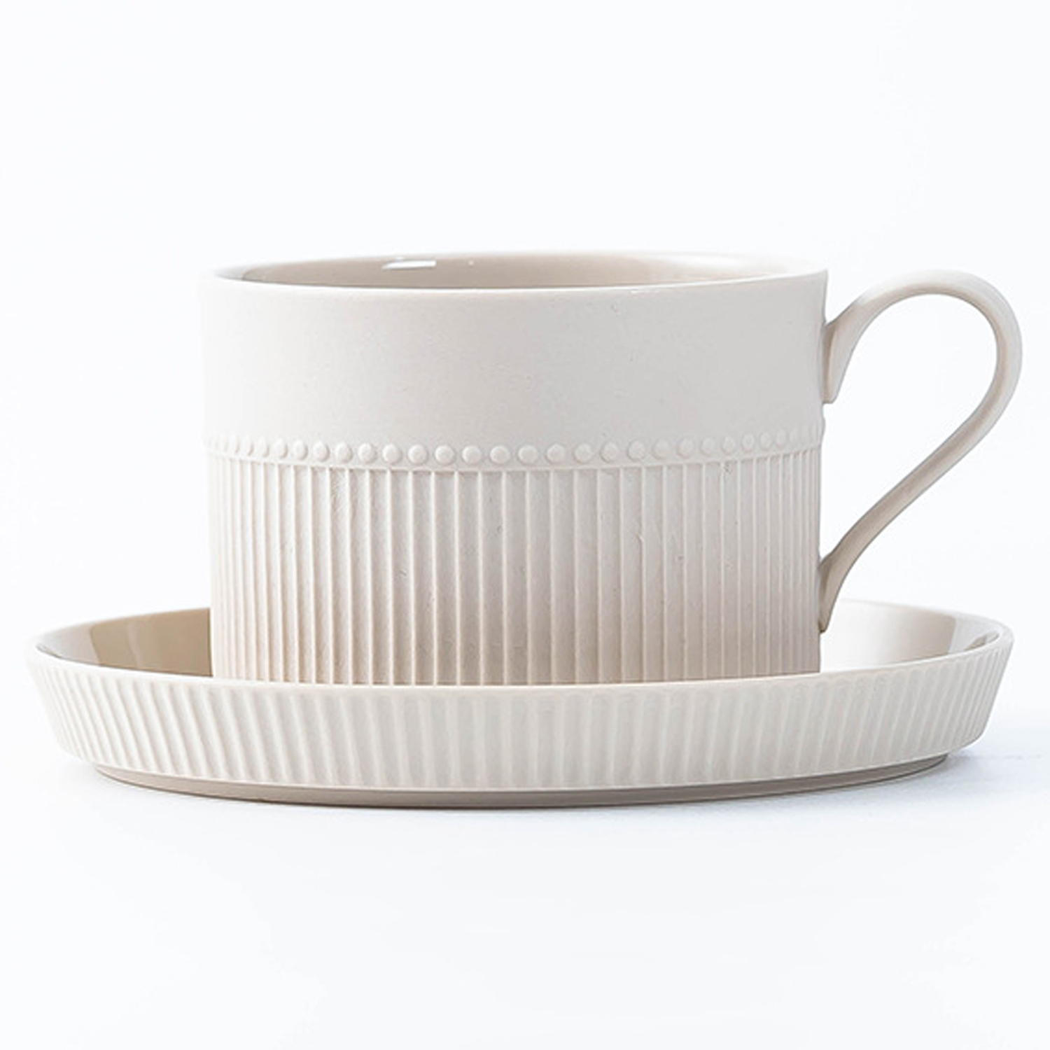 11oz Ear Handle Ceramic Coffee Mug w/ Saucer 7