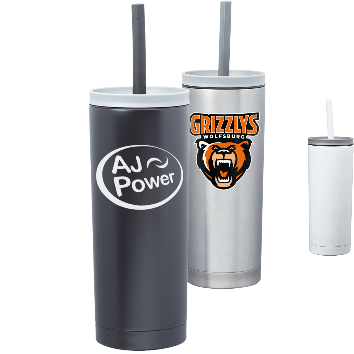 19 oz. Stainless Steel Travel Mugs With Straw 1
