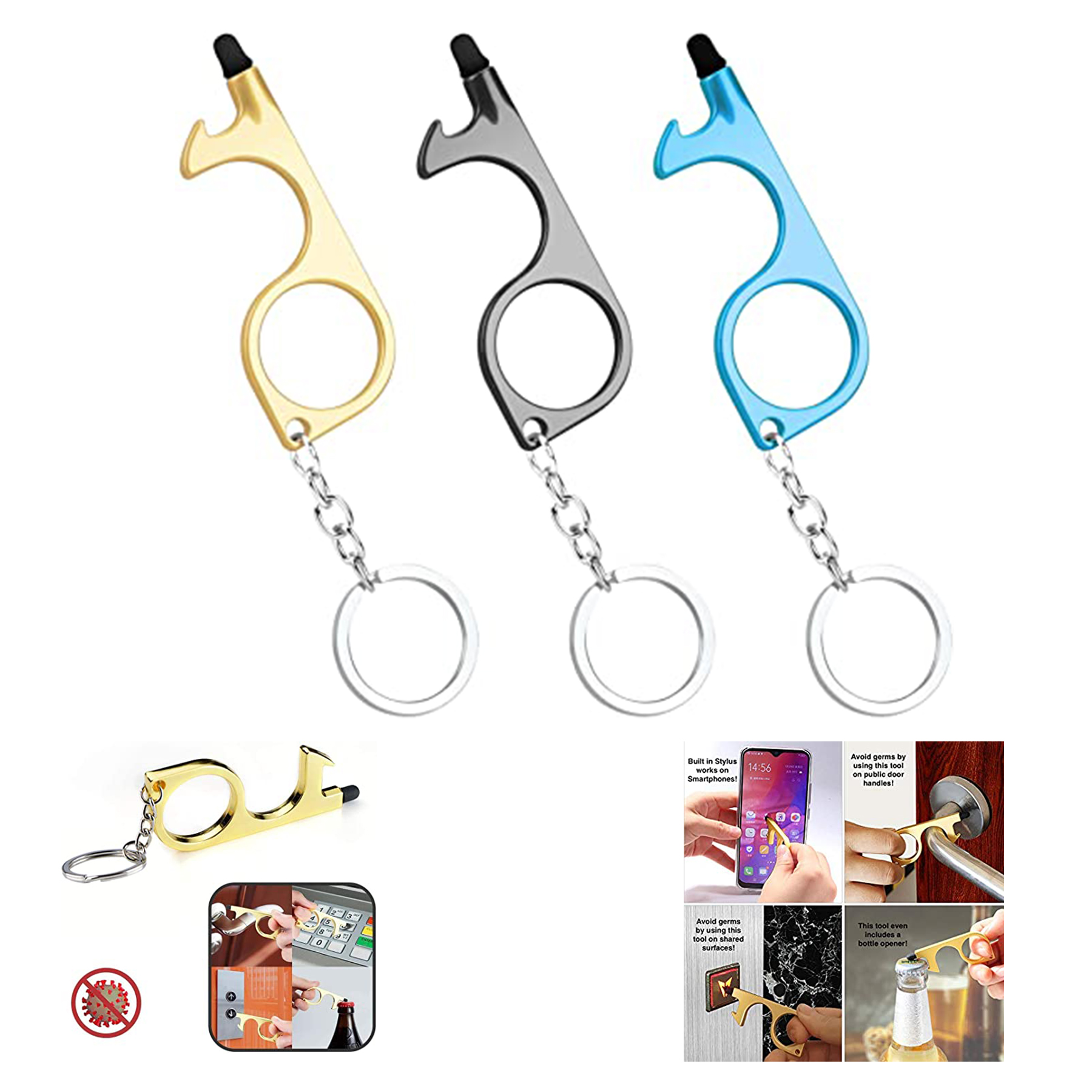 Non-Touch Door/Bottle Opener with Stylus 1