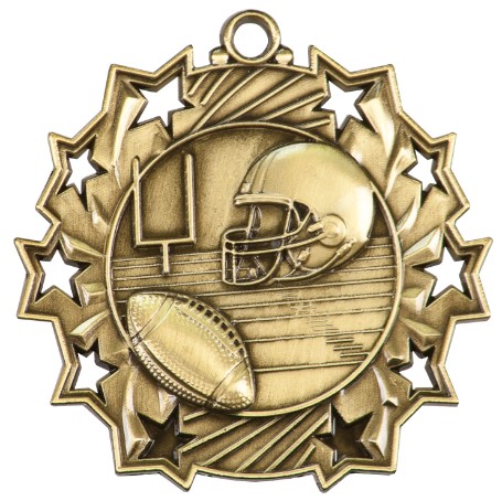 Football Ten Star Medal, 2-1/4" 2