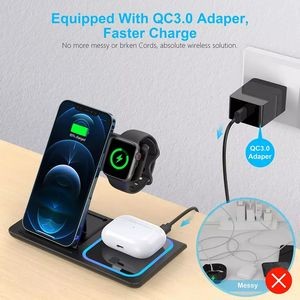 Foldable 15W 3 In 1 Fast Wireless Charging Station 4