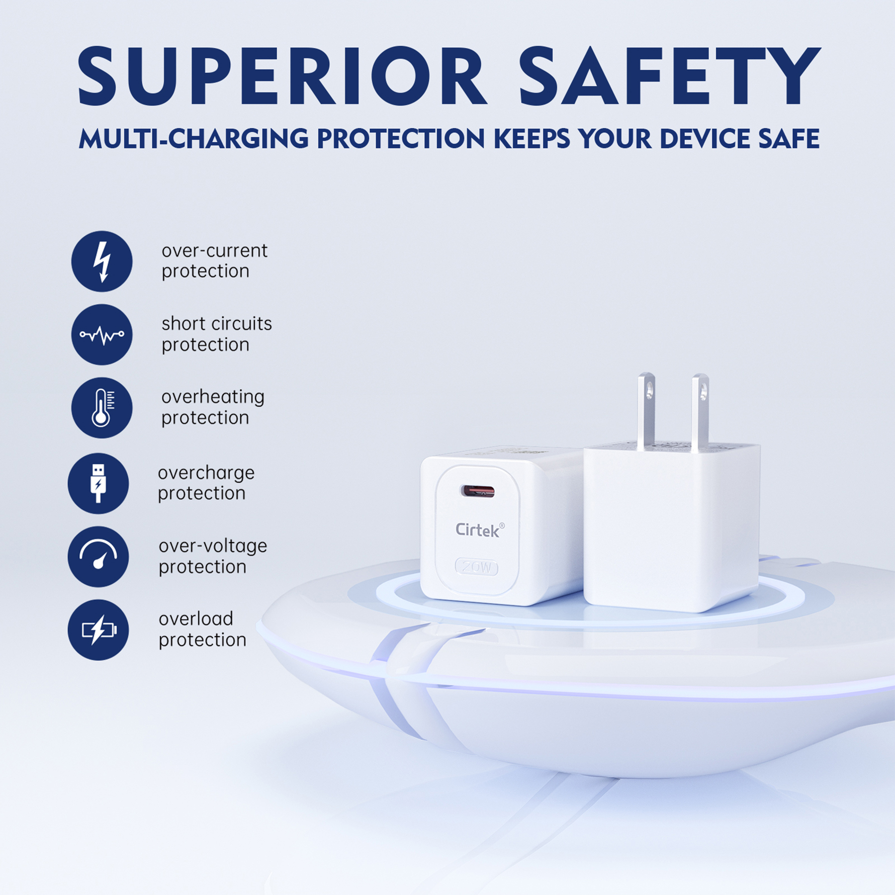 Cirtek® Portable 20W Wall Charger 8