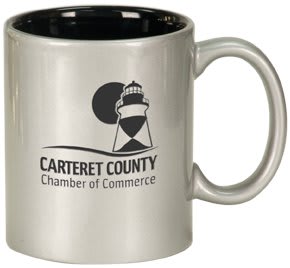 11 oz. Silver/Black Ceramic Round LazerMug 1
