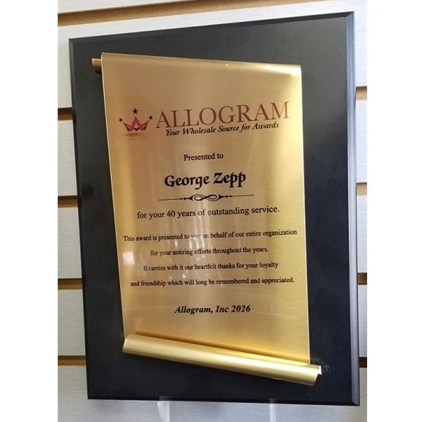 Black Plaque With Brass Scroll Mount 2