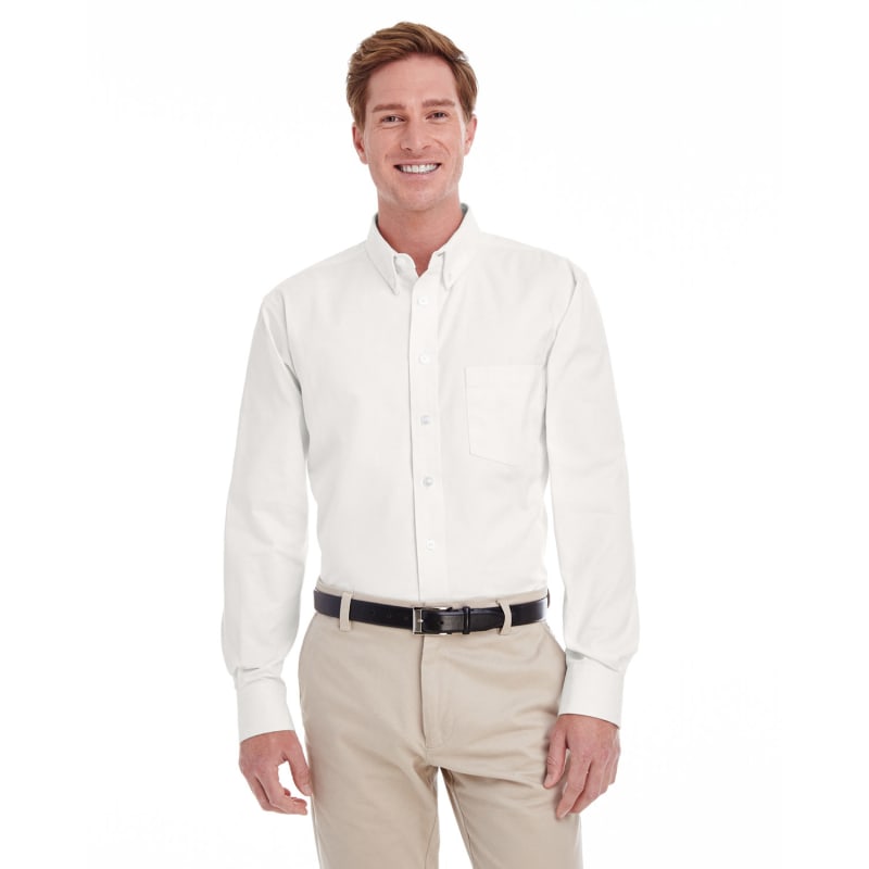 Harriton Men's Foundation 100% Cotton Long-Sleeve Twill Shirt With Teflon™ 5