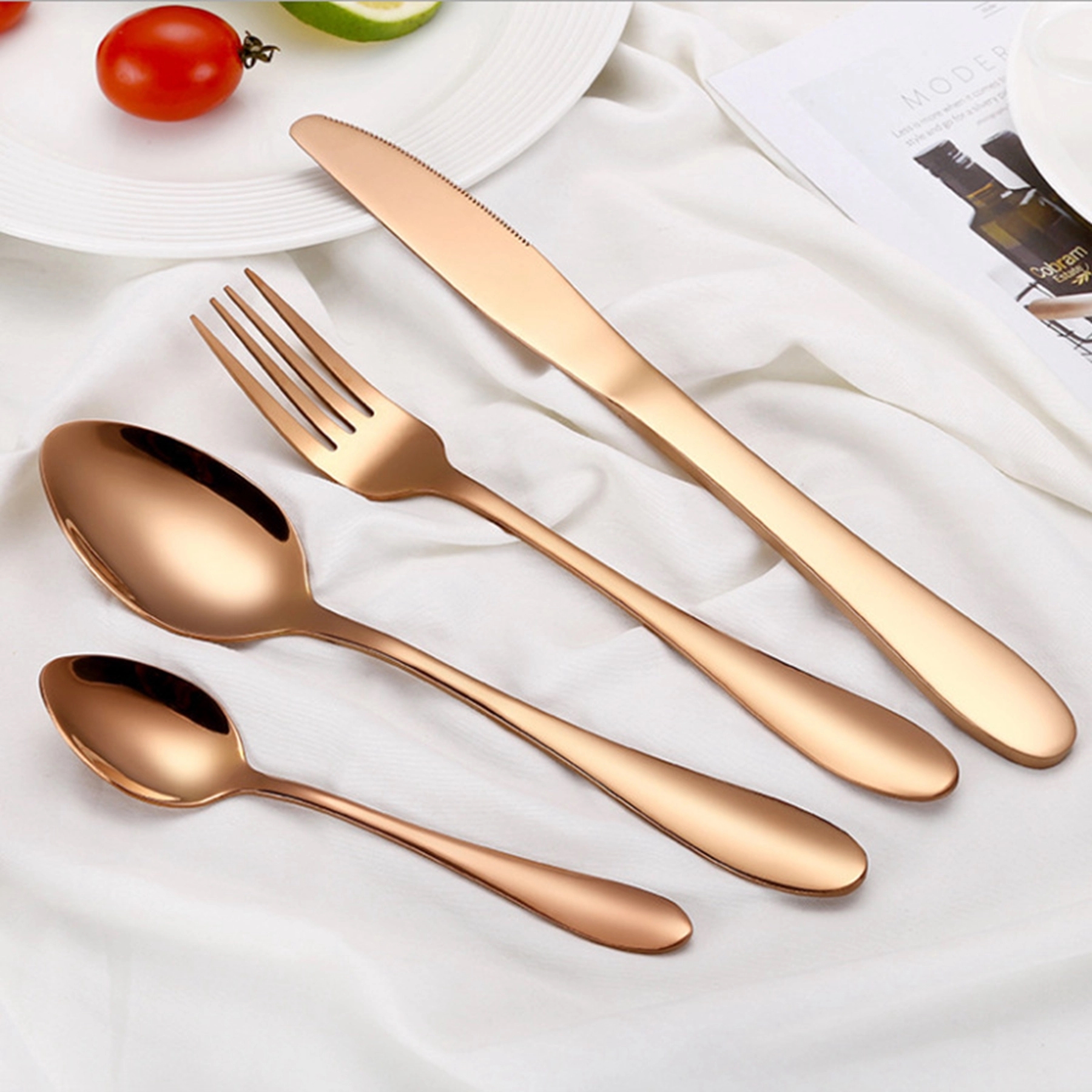 4PCS Stainless Steel Upscale Dinnerware Set 6