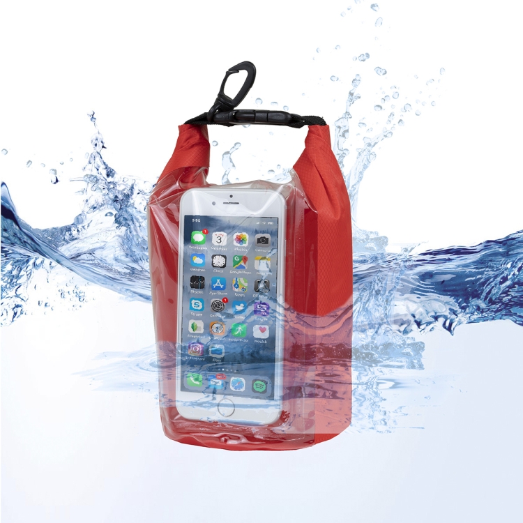 7" W x 11" H "The Navagio" 2.5 Liter Water Resistant Dry Bag With Clear Pocket Window 48