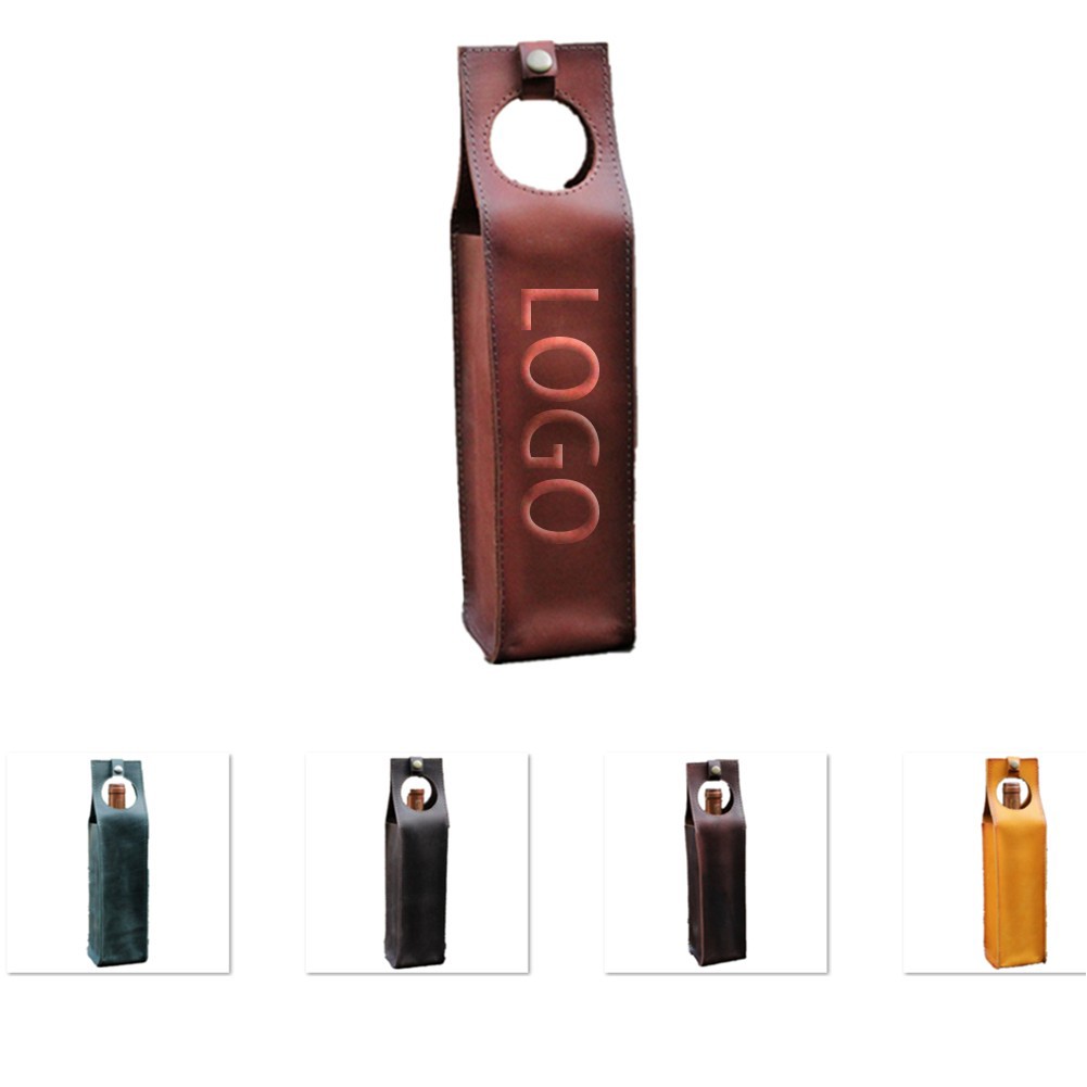 Rectangle Leather Wine Holder With Handle 7