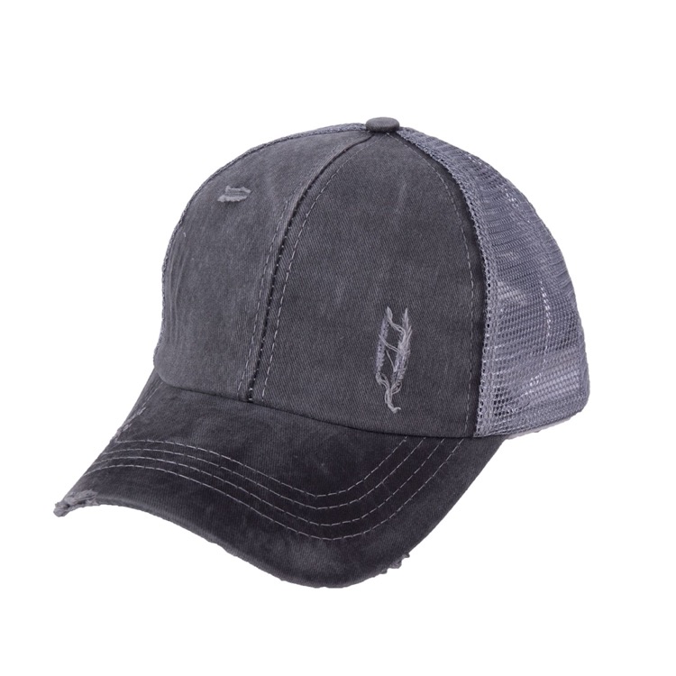 Washed Distressed Ponytail Baseball Cap 6