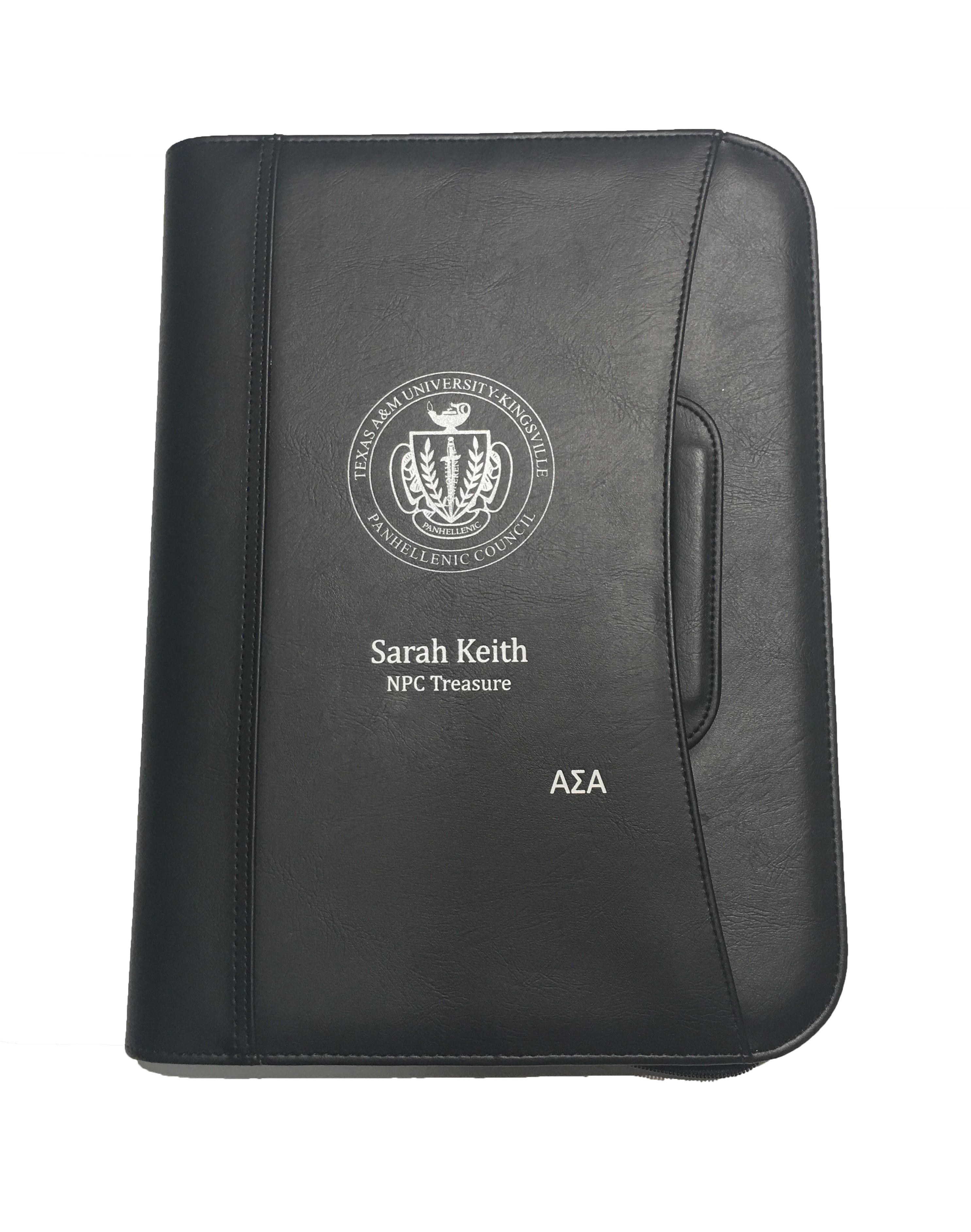 1" 3 Ring Padfolio w/ Retractable Handles and Zipper Closure 2