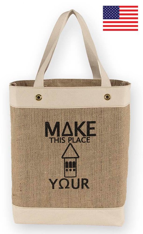Clarkston Market Tote Canvas/Burlap Tote Bag 18x7x14.5", custom tote bag with logo imprint 3
