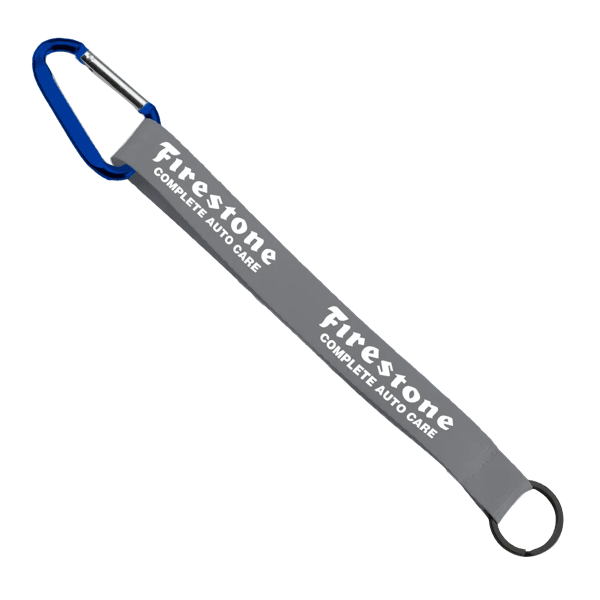 3/4" Sewn Polyester Keychain with Metal Split-Ring and Carabiner 121