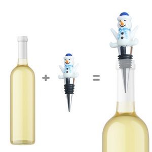Happy Snowman Design Alloy Wine Cork Bottle Stopper 13