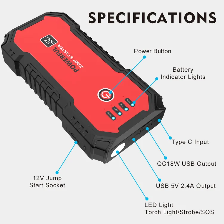 Car Emergency Starting Tool with LED Flashlight 5