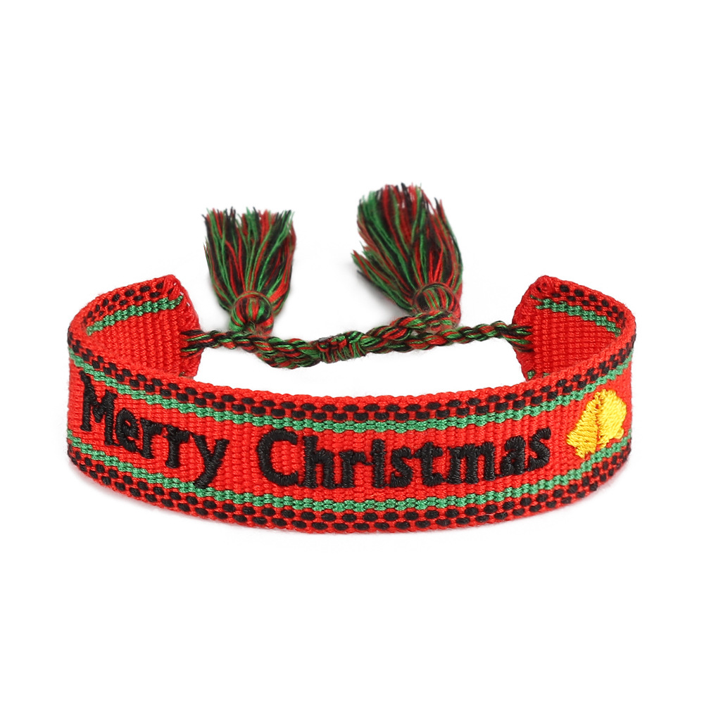 Christmas Themed Embroidered Woven Bracelet 1