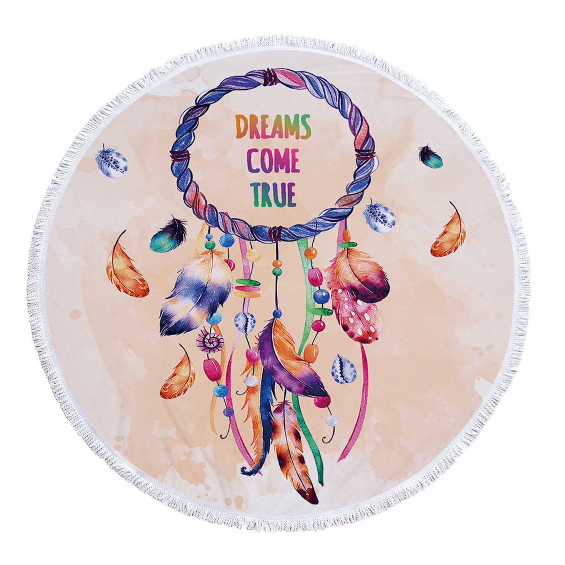 Dreamcatcher Printing Round Beach Towel With Tassels 8